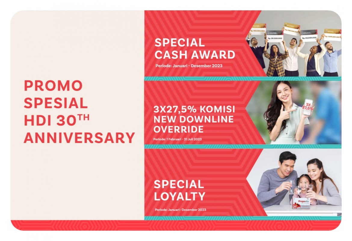 Promo 30th Anniv Cash Award &amp; 3x27,5% Komisi New Downline Override, dan Special Loyalty